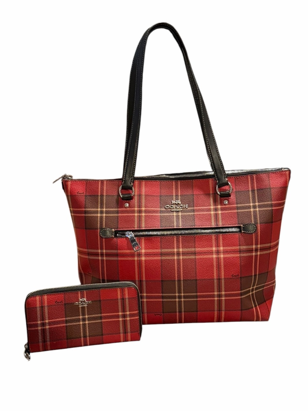 Coach Tartan Plaid Gallery Tote & Wallet
